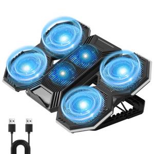 ZEUOPQ Notebook-Kühler Laptop-Kühler mit 6 Ventilatoren, RGB Laptop Cooler Kühlpads, Zwei USB-Anschlüsse, 6-stufiger Neigungswinkel und Telefonhalter 