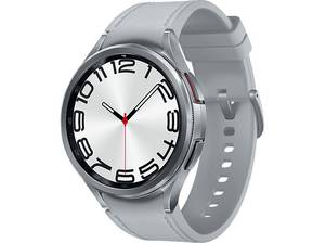  SAMSUNG Galaxy Watch6 Classic 47 mm Smartwatch Kunstleder, M/L, Silver 