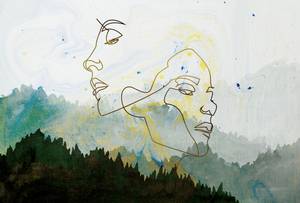 Architects Paper Fototapete Atelier 47 Golden Outline 1, Wald 