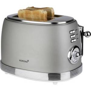 Korona Retro Toaster Toastfunktion, mit Brötchenaufsatz Grau 2-Scheiben-Toaster