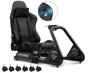 GTPLAYER Simulator Cockpit, sim racing cockpit racing wheel stand Controller (mit Bluetooth-Lautsprecher und Pedalablage) 