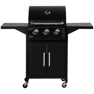 Outsunny Gasgrill, Grillfläche: 41 × 24 cm, Kohlenstoffstahl, schwarz 