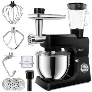 7Magic Küchenmaschine 5 in 1 Multifunktions Standmixer, 1500,00 W, 7,00 l Schüssel, 1,5L Saftextraktor, Fleischwolf, Gesichtshaken, Schneebesen, Rührbesen 
