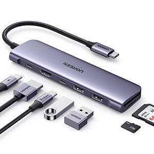  UGREEN USB C Hub mit 4K HDMI, 100W PD, USB C und 2 USB A 3.0 Datenports, SD/MicroSD USB C Adapter Kompatibel mit MacBook Pro/Air, iPad Pro/Air, Surface Pro/Go, Galaxy S23/Tab, Steam Deck usw. 