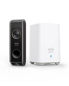  eufy Security Video Doorbell Dual Camera, Akkubetriebene Video Türklingel mit Kamera & Homebase, Bewegungssensor, Paketerkennung, 2K HD, Gebührenfrei, 16GB lokale Speicherung (Generalüberholt) 