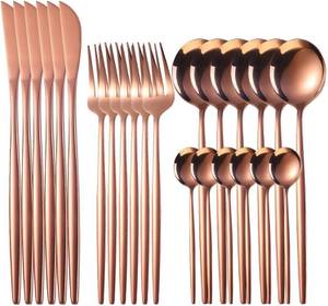 KEENZO Besteck-Set 24tlg.Besteck Set Edelstahl Roségold Tafelbesteck Spiegelpoliertes 