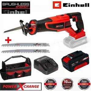 Einhell TP-AP 18/28 Li BL 4Ah Akku + Ladegerät + 2 Sägeblätter Akku-Säbelsäge