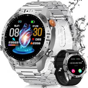 Sanorum Smartwatch Herren mit Telefonfunktion und Blutzuckermessung Smartwatch (3.63 cm/1,43 Zoll, AMOLED Always-On Display Armbanduhr) mit Herzfrequenz, SpO2, Schlafmonitor, 70+ sportmodi Uhren Herren, IP68 Wasserdicht Fitnessuhr, Android und iOS 