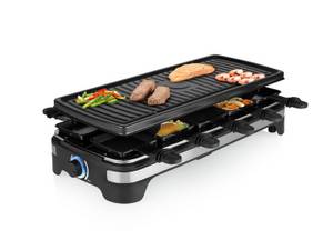 Princess Raclette, Tischgrill für 2-10 Personen, eckiger Multigrill Raclet Gerät mit geriffelter Grillplatte, Camping geeignet 