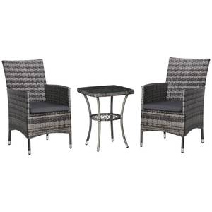 Outsunny Gartensitzgruppe mit Beistelltisch   Rattan-Sitzgruppe als 3-teiliges Set, Rattenmöbel 