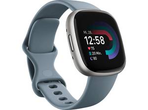  FITBIT Versa 4 Smartwatch Aluminium Elastomer, Waterfall Blue/Platinum 