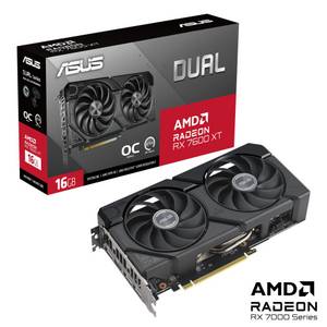 Asus RX 7600 XT OC Edition, PCIe 4.0, HDMI 2.1 Gaming Grafikkarte (16 GB, GDDR6,  Axial-tech, 2 Lüfter, OpenGL 4.6) 