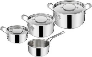 Tefal Topf-Set E307S7 Jamie Oliver, Edelstahl, (Set, 7 tlg.), induktionsgeeignet, besonders flacher Deckel 