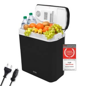 Tzs First Austria Elektrische Kühlbox elektrische Kühlbox, 24L, 12V /230V Anschluss, 12-V-Stecker fürs Auto, für Camping, Festivals, Reisen, mit Kühl- und Warmhaltefunktion 