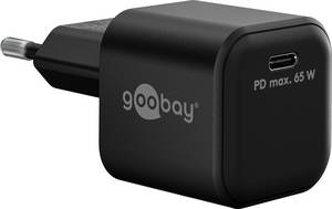 Goobay 65369 - USB-Ladegerät, 65 W, 1x USB-C (PD), GaN, schwarz 