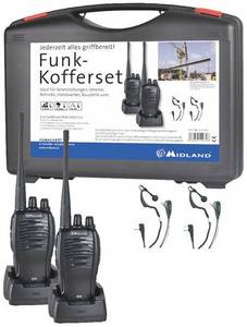 Midland G10 Pro PMR 2er Handwerker-Koffer C1107.S1 PMR-Funkgerät 2er Set 