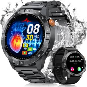 Sanorum Smartwatch Herren mit Telefonfunktion und Blutzuckermessung Smartwatch (3.63 cm/1,43 Zoll, AMOLED Always-On Display Armbanduhr) mit Herzfrequenz, SpO2, Schlafmonitor, 70+ sportmodi Uhren Herren, IP68 Wasserdicht Fitnessuhr, Android und iOS 