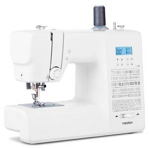 Medion ® Computer-Nähmaschine MD 11881, 270 Stichmuster, 1-Schritt Knopfloch, 8 Programme, Doppelnadelfunktion, Automatischer Einfädler, Geschwindigkeitsregler 