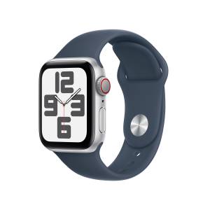 Apple Watch SE Aluminium Cellular 40mm Silber MRGM3QF/A (Sportarmband sturmblau) M/L 