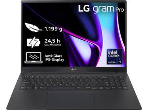  LG gram Pro 16Z90SP-G.AA78G, Notebook, mit 16 Zoll Display, Intel® Core™ Ultra 7,155H Prozessor, GB RAM, 1 TB SSD, Arc® GPU, Schwarz, Windows 11 Home (64 Bit) 