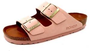 Rohde Schuhe Rohde Pantolette Leder Schnalle Kork Fußbett Alba 5650 rosa