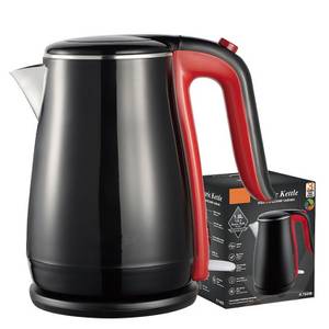 MDHAND Wasserkocher Edelstahl Elektrischer Wasserkocher, 1,8 l, 2000,00 W, Abschaltautomatik, ideal für Tee, Kaffee, Babynahrung, Schwarz 