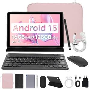 BUFO Hülle Tastatur Maus Stift Kopfhörer Netzstecker Kabel Octa-Core 128G Tablet (10