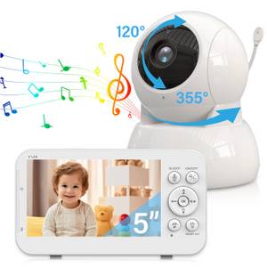 ZEUOPQ Video-Babyphone Extra Großer 5-Zoll-HD-LCD-Bildschirm-Baby- Kamera-Monitor, 
