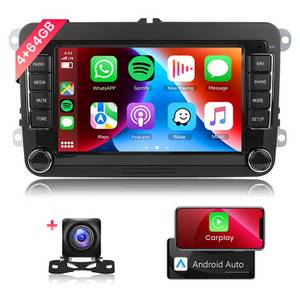 Hikity 7 Zoll Touch Display 2Din FOR VW Golf 5 6 mit GPS Mikrofone Kamera Autoradio (Navigationssystem, WiFi FM/RDS/USB) 