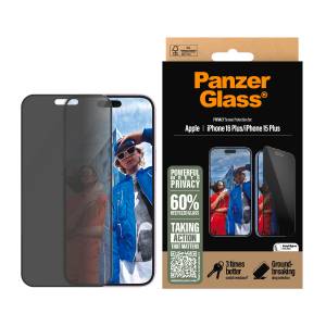 CARE by PanzerGlass Displayschutzglas »Privacy Screen Protection«, für Apple iPhone 16 Plus-Apple iPhone 15 Plus, Displayschutzfolie, Schutzfolie, Bildschirmschutz, kratz- & stoßfest 