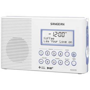 Sangean H-203D Badradio DAB+, UKW Taschenlampe, wasserdicht Weiß 