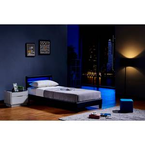 Home Deluxe LED Bett Astro 90x200, schwarz Einzelbett