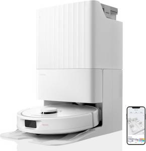 roborock Saugroboter Qrevo Pro 7.000 Pa mit All-in-One-Dock, 60,00 W, FlexiArm Design,Zwei rotierende Mopps, 60 °C Heißwasser-Moppwäsche, Automatisches Anheben des Mopps(10mm),Vollgummi-Bürste,3D-Kartierung 