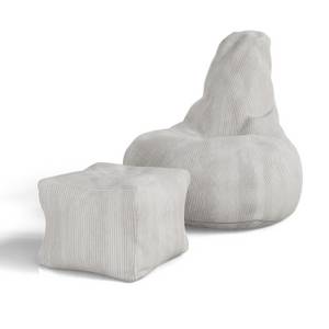 Juskys Sitzsack Chillex XL mit Hocker - Cord Sessel Erwachsene - Gaming & Lesesessel - Beige 