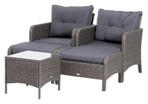 Outsunny Gartensitzgruppe Dunkelgrau Polyrattan 