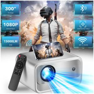 LOVONLIVE Full HD Native 1080P Beamer LCD-Beamer LCD-Beamer (15000 lm, 15000:1, 1920 x 1080 px, Autofokus & ±45° Autotrapezkorrektur,5G WiFi Bluetooth Beamer) 