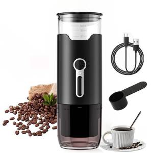 HYIEAR Reisekaffeemaschine Kaffeemaschine, kompatibel mit K-Cup-Kapseln & gemahlenem Kaffee, Korbfilter, 2000mAh-Akku, Type-C-Ladekabel, 540g Leichtes Gewicht, 100ml Kapazität 