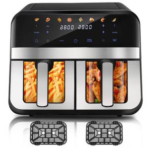 Oyajia Heißluftfritteuse Heißluftfritteuse 9L 15L AirFryer, Fritteuse mit Led TouchScreen, Sichtfenster, Mehrere Programmen, Einstellbare Zeit und Temperatur 
