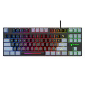 TAMEY Mechanische Tastatur,Gaming-Tastatur,Zweifarbige Tastatur, 87 Tasten Tastatur 