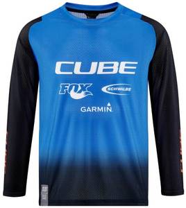 Cube Vertex Rookie X Actionteam Kinder Fahrrad Trikot lang schwarz/blau (2023) Radtrikot langarm