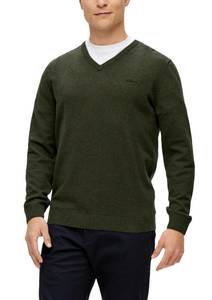 S.oliver Strickpullover, in melierter Optik mit Logo-Stickerei 