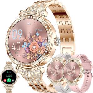 Aurum Damen's Telefonfunktion Fitness Tracker Aktivitätstracker Smartwatch (3,35 cm, Android/iOS), mit austauschbarem weichem Silikonarmband, mit SpO2 Schlafmonitor Schrittzähler 123 Sportmodi 