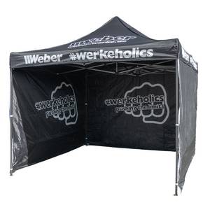 Weber #Werkeholics Easy-Up Zelt 3 x 3 m Pavillon inkl. 3 Seitenwände schwarz 