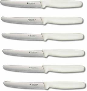 Victorinox Tafelmesser 6 Stück Tafelmesser Set Standard mit Wellenschliff (Weiß) 
