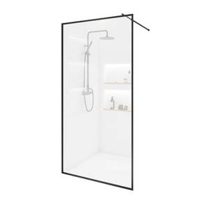 Home Deluxe Duschwand Duschabtrennung BAKI Schwarzer Rahmen, Einscheibensicherheitsglas, erhältlich in 5 verschieden Breiten, 80-160 cm 