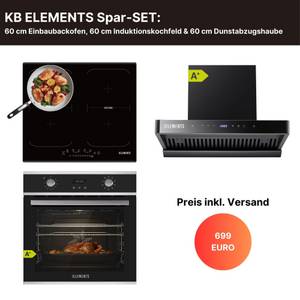 KB Elements Induktions Herd-Set ELK70EV2/ELK104PF, mit 1-fach-Teleskopauszug, Baubackofen mit 3-fach Verglasung, Induktionskochfeld mit Flexzone 
