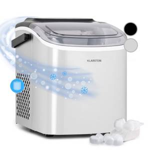 Klarstein Eiswürfelmaschine ICE4-Caldwell-SS, Elektrischer Eiswürfelbereiter Bulleteis 12kg/24h Wassertank 1,3 L 