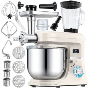 Kesser ® 3 in 1 Universal Küchenmaschine K-KM 3000 mit Fleischwolf Knetmaschine Multifuntionale Rührmaschine 5,5L Schüssel mit 3 Rührwerkzeuge 1,5L Entsafter Wurst Set Pasta & Plätzchenformen 