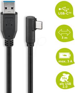 Goobay 66504 - Kabel USB 3.0 Typ-C > Typ-A 3.0 90°, 3,0 m 