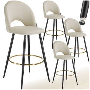 Tectake ® Barstuhl, in Samtoptik, gepolstert, pulverbeschichtete Stahlbeine, 49 x 58 x 110 cm, Belastbarkeit 120 kg 